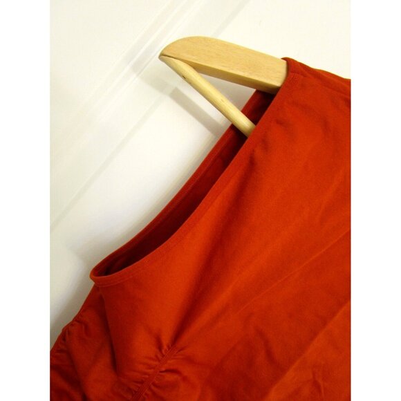 BCBG MAXAZRIA Orange Ruched Stretch Wide Strap Blouse/Tank Top - Size Med/Large - Picture 10 of 15